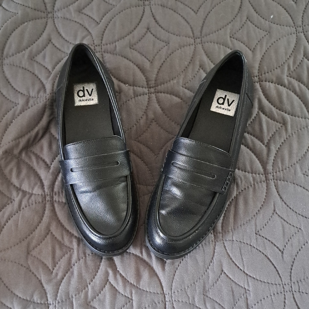 DV by Dolce Vita Black Classic Leather Loafers